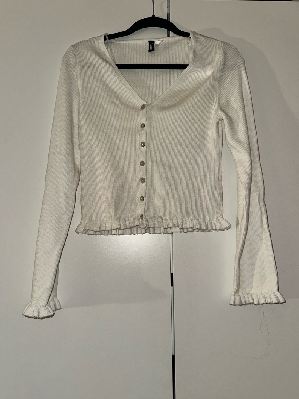 Off white ruffled Long Sleeve Blouse